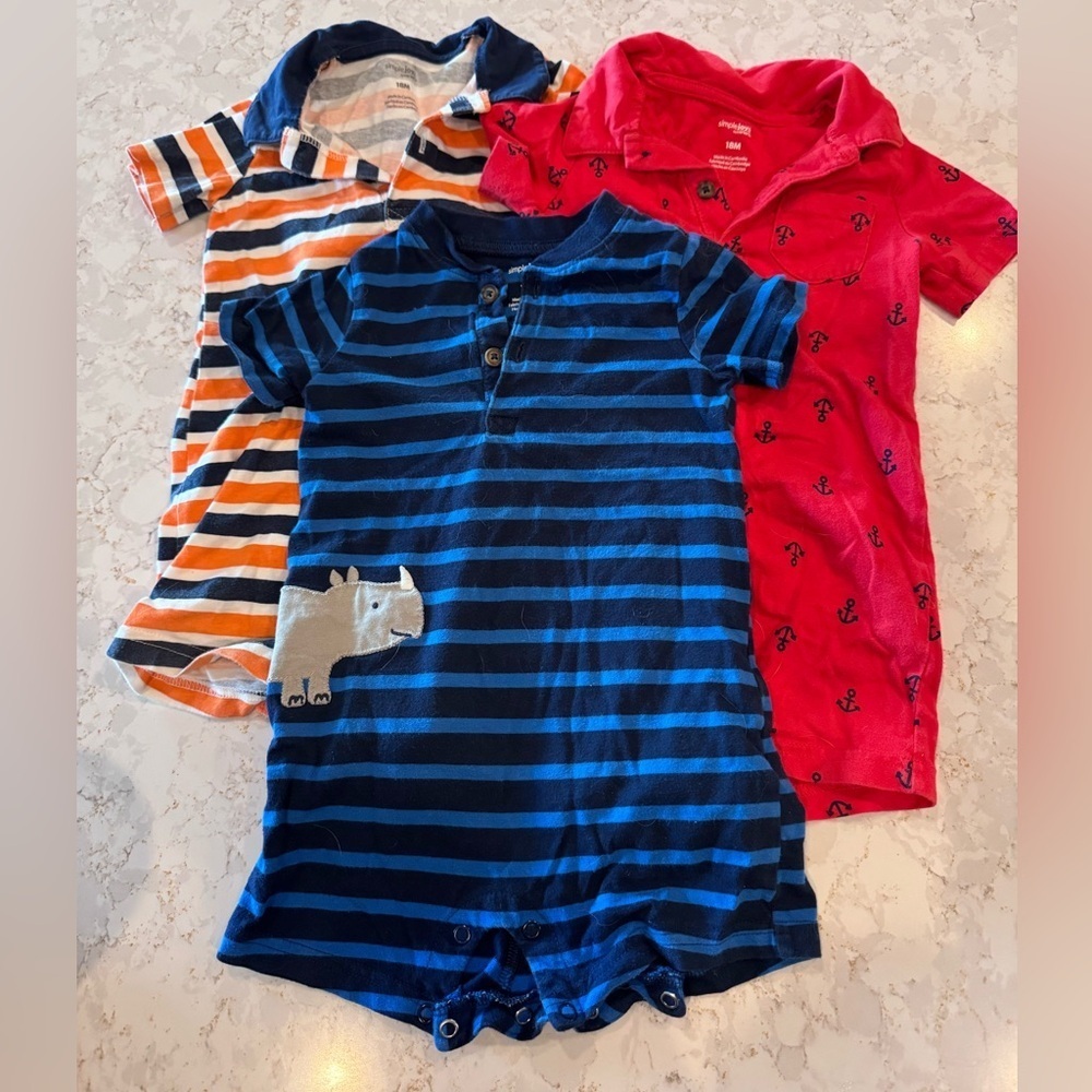 Striped and Anchor Baby Rompers Set  18mos Simple Joys by Carter’s